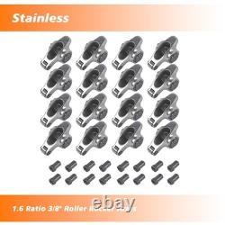 16 Roller Rocker Arms Set 1.6 Ratio 3/8 for Small Block Chevy 265 305 327 350