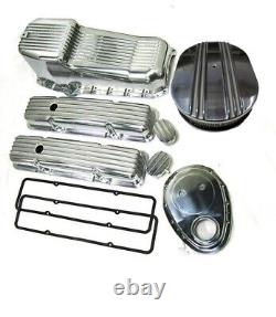 1958-79 Small Block Chevy SBC 283-350 Short Polished Finned Engine Dress Up Kit