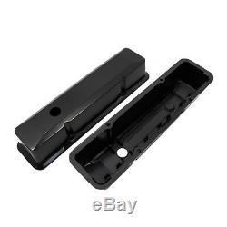 1958-86 SBC Chevy Black Tall Aluminum Valve Covers Recessed Style 350 383 400