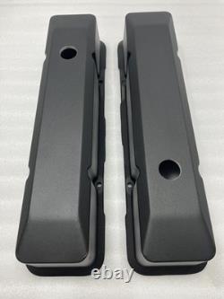 1958-86 Small Block Chevy 283 305 350 Tall Smooth Black Aluminum Valve Covers