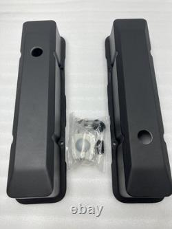 1958-86 Small Block Chevy 283 305 350 Tall Smooth Black Aluminum Valve Covers