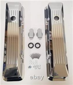 1958-86 Small Block Chevy Tall Recessed Chrome Aluminum Ball Milled Valve Covers