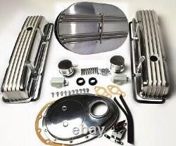 1980-85 SBC Small Block Chevy 283-350 Short Polished Finned Engine Dress Up Kit