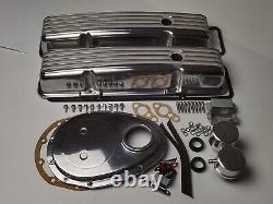 1980-85 SBC Small Block Chevy 283-350 Short Polished Finned Engine Dress Up Kit