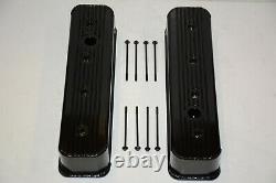 1987-00 Chevy Black Fabricated Aluminum Center Bolt Valve Covers 5.0 5.7 350 SBC