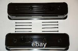 1987-00 Chevy Black Fabricated Aluminum Center Bolt Valve Covers 5.0 5.7 350 SBC