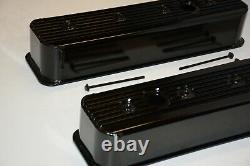 1987-00 Chevy Black Fabricated Aluminum Center Bolt Valve Covers 5.0 5.7 350 SBC
