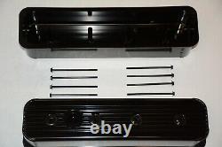 1987-00 Chevy Black Fabricated Aluminum Center Bolt Valve Covers 5.0 5.7 350 SBC