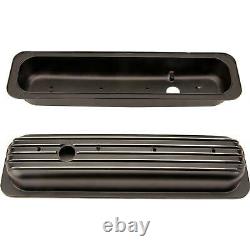 1987-1997 Small Block Chevy Short Finned Valve Covers, Black Aluminum