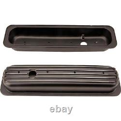 1987-1997 Small Block Fits Chevy Short Finned Valve Covers, Black Aluminum