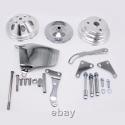 1/2 Groove Long Water Pump Pulley & Bracket Kit For Small Block Chevy SBC 350