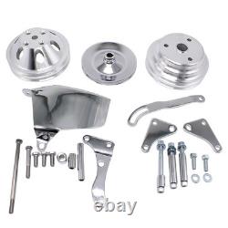 1/2 Groove Long Water Pump Pulley & Bracket Kit For Small Block Chevy SBC 350