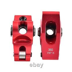 1.5 Ratio 7/16 Red Aluminum Roller Rocker Arms For Small Block Chevy SBC 350