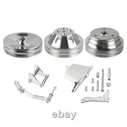 2 Groove Long Water Pump Pulley & Bracket Kit For Small Block Chevy SBC 325 350