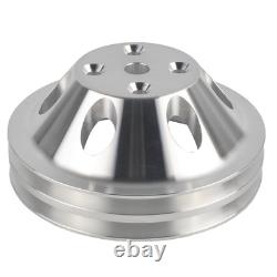 2 Groove Long Water Pump Pulley & Bracket Kit For Small Block Chevy SBC 325 350