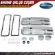 2x Aluminum Finned Short Valve Covers with Breather Cap for Small Block Chevy SBC