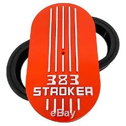 383 STROKER Small Block Chevy Valve Covers & Air Cleaner Kit Orange Ansen USA