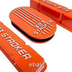 383 STROKER Valve Covers & Air Cleaner Kit ORANGE, Raised Logo Ansen USA