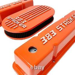 383 STROKER Valve Covers & Air Cleaner Kit ORANGE, Raised Logo Ansen USA