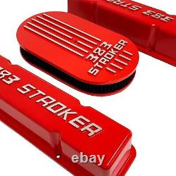 383 STROKER Valve Covers & Air Cleaner Kit, Raised Logo RED Ansen USA