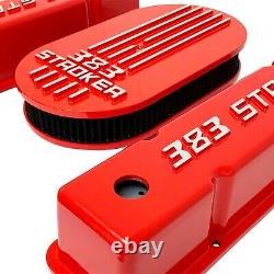 383 STROKER Valve Covers & Air Cleaner Kit, Raised Logo RED Ansen USA