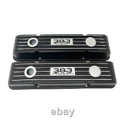 383 Stroker Small Block Chevy BLACK Classic Finned Valve Covers Version 2