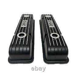 383 Stroker Small Block Chevy BLACK Classic Finned Valve Covers Version 2