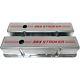 383 Stroker Small Block Chevy Tall Valve Covers Engraved Red Logo Polished