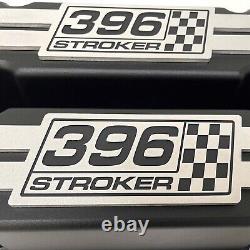 396 Stroker Small Block Chevy Tall Valve Covers NEW Custom Billet Top Black