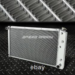 3-ROW ALUMINUM RACING RADIATOR+2 10 BLUE FAN 73-80 CHEVY SMALL BLOCK SBC l6/V8