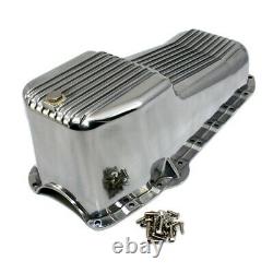 58-79 SBC Chevy Finned Polished Aluminum Oil Pan Small Block 283 305 327 350