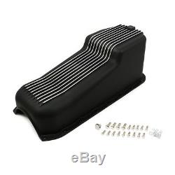 58-79 SBC Finned Black Aluminum Oil Pan Polished Fins Small Block Chevy 327 350