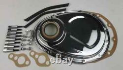58-79 SBC Small Block Chevy Polish Finn Aluminum Oil Pan Gasket Timing Cover Kit