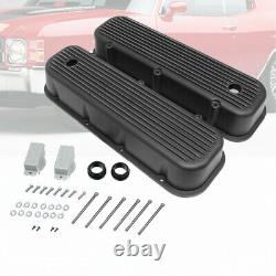 65-95 Small Block Chevy BBC 396-454-502 Tall Finned Valve Covers Black Aluminum