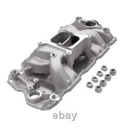 Aluminum Dual Plane Air Gap Intake Manifold 22026 For SBC Chevy 350 Small Block