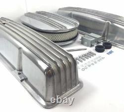 Aluminum Finned Tall Valve Covers With 12'' Air Cleaner For Small Block Chevy