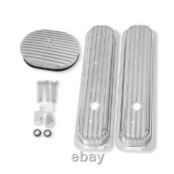 Aluminum Finned Vortec Valve Cover For SBC & 12x2 Oval Air Cleaner Assembly