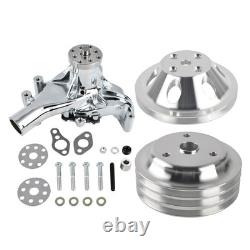 Aluminum Long Water Pump & 1 / 3 Groove Pulley For Small Block Chevy SBC 327 350