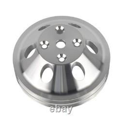 Aluminum Long Water Pump & 2 Groove Pulley Kit For Small Block Chevy SBC 327 350