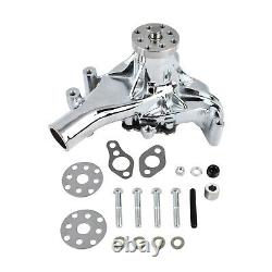 Aluminum Long Water Pump & Black 1 Groove Pulley For Small Block Chevy SBC 350