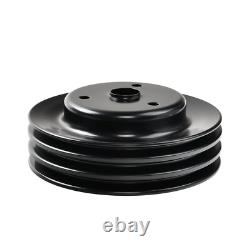 Aluminum Long Water Pump & Black 2/3 Groove Pulley For SBC Small Block Chevy 350