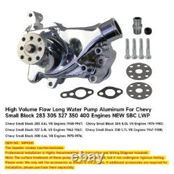 Aluminum Long Water Pump For Chevy Small Block 283 305 327 350 400 Chrome Silver
