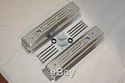 Aluminum Small Block Chevy Tall Finned Center Bolt Valve Covers Vortec TBI 350