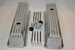 Aluminum Small Block Chevy Tall Finned Center Bolt Valve Covers Vortec TBI 350