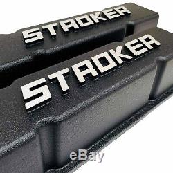 Ansen Small Block Chevy SBC 383 STROKER Raised Letter Black Valve Covers