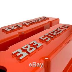 Ansen Small Block Chevy SBC Tall 383 STROKER Raised Letter Orange Valve Covers