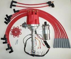 BIG BLOCK CHEVY 348 409 PRO SERIES Small HEI Distributor +Chrome Coil+Plug Wires