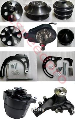 BLK Small Block Chevy Serpentine Pulley Conversion Kit ALT PS Mid Mount SBC LWP