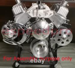 BLK Small Block Chevy Serpentine Pulley Conversion Kit ALT PS Mid Mount SBC LWP