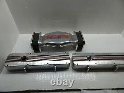 B&m Aluminum Valve Covers And Air Cleaner Set Sbc Small Block Chevy Rare Vintage